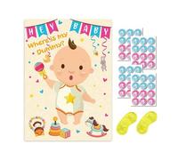 Épingler la tétine - Jeu de révélation du genre pour bébé - Cadeaux de baby shower - Affiche accessoire pour anniversaire (Yellow)