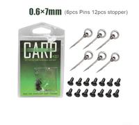 Épingles à appâts en acier inoxydable pour pêche à la carpe - 0,6 mm x 7/10/15 mm, bouillettes barbelées et matériel de rig à granulés, comprend un bouchon d'appât - 10 ou 6 pièces (D)