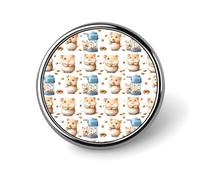 Épingles à boutons pour sacs à dos - Broche ronde tendance avec imprimé hamster et noix pour décoration de vêtements et chapeaux - Épinglette ronde en métal pour homme - Accessoire de costume