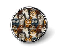 Épingles à boutons pour sacs à dos - Broche ronde tendance avec imprimé hibou coloré pour décoration de vêtements et chapeaux en métal pour homme Accessoire de costume
