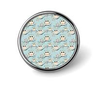 Épingles à boutons pour sacs à dos - Broche ronde tendance avec imprimé hibou de dessin animé pour décoration de vêtements et chapeaux en métal pour homme accessoire de costume
