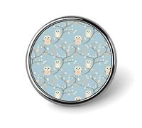 Épingles à boutons pour sacs à dos - Broche ronde tendance avec imprimé hibou et cœur pour décoration de vêtements et chapeaux - Épinglette ronde en métal pour homme - Accessoire de costume