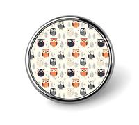 Épingles à boutons pour sacs à dos - Broche ronde tendance avec imprimé hibou mignon et dessin animé pour décoration de vêtements, chapeaux, badge en métal pour homme, accessoire de costume