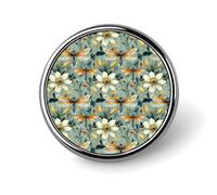 Épingles à boutons pour sacs à dos - Broche ronde tendance avec imprimé libellule et fleurs blanches, boutons de sublimation pour décoration de vêtements, chapeaux, badge en métal pour homme