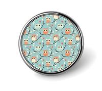Épingles à boutons pour sacs à dos - Broche ronde tendance colorée avec imprimé hibou mignon pour décoration de vêtements et chapeaux en métal pour homme accessoire de costume