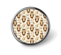 Épingles à boutons pour sacs à dos - Broche ronde tendance en forme de hibou et lune pour décoration de vêtements, chapeaux, badge en métal pour homme, accessoire de costume
