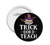 Épingles à boutons rétro Halloween pour truc ou enseigner, Badge rond amusant pour professeur d'halloween, épingles de décoration d'halloween pour vêtements, sac, accessoires de chapeau