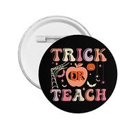 Épingles à boutons rétro Halloween pour truc ou enseigner, Badge rond amusant pour professeur d'halloween, épingles de décoration d'halloween pour vêtements, sac, accessoires de chapeau