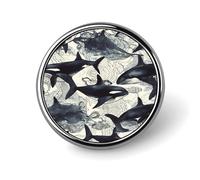 Épingles à boutons rondes tendance en forme d'épaulard - Broche en forme de chapeau mignon pour homme et femme - Épingles amusantes pour sacs à dos, sacs, costumes, accessoires - Broche circulaire en