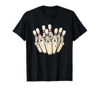 Épingles à Bowling effrayées, équipe de Bowling de Dessin animé Funny Sport Bowler T-Shirt Graphique avec Valeur