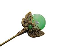 Épingles à cheveux, bâton à cheveux,Baguettes à cheveux vintage, épingle à cheveux en pierre naturelle papillon classique chinois accessoire Hanfu