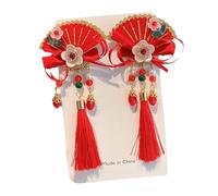 Épingles à cheveux chinoises, bandeau du Nouvel An chinois - Arcs poilus rouges avec glands pince à cheveux de style chinois - Accessoires pour cheveux du Nouvel An pour la fête des mères, les, la fa
