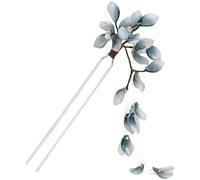 Épingles à cheveux chinoises style encre - Épingles à fleurs en métal pour chignon avec détails de pompons - Parfait pour un look classique et élégant - 15 x 5 x 1 cm