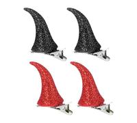 Épingles à Cheveux Corne Bœuf D'halloween Célébration Halloween Rouge | Coiffe Créative, Pinces à Cheveux Plastique Métal, 1 Set 2 Paires, pour Balls et Children's Parties