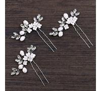 Épingles À Cheveux De Mariée, Fait À La Main, Feuille De Cristal, Fleur Blanche, Bâtons Pour Cheveux, Voile De Mariée, Bijoux, Accessoire S, 1 Pièce