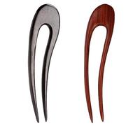 Épingles à cheveux en bois en forme de U pour cheveux longs, faites à la main de style français, pince à cheveux en bois vintage à deux pointes