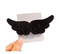 Épingles à cheveux en peluche super mignonnes pour enfants filles - Barrettes - Coiffe - Pinces à cheveux - Ornements (ange noir une paire)