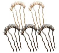 Épingles à cheveux en perles, 5 pièces, peigne torsadé français, accessoires vintage, peigne à cheveux en perles en forme de U en alliage pour chignons de mariage, coiffure mariée