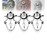 Épingles à cheveux faites à la main - Déesse de la nuit - Accessoire de mode sombre - Épingles à cheveux païennes fantastiques pour Halloween - Look sorcière - Accessoires pour cheveux longs (3 pièces