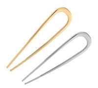 Épingles à cheveux françaises en forme de U, paquet de 2 bâtons cheveux en alliage métallique pour chignon chignon, accessoires dorés et argentés pour femmes