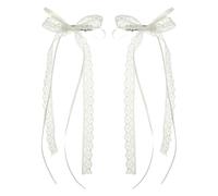 Épingles à cheveux GLDFW en dentelle blanc crème avec nœud en ruban pour femme style balle déchiquetée sur le côté