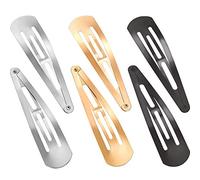 Épingles à cheveux,Pinces à cheveux, 30 pièces 3,1 pouces de grandes barrettes à pression en métal Barrettes antidérapantes pour filles, bijoux de cheveux pour femmes (or, argent, noir)