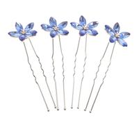 Épingles à Cheveux Vintage en Alliage, Lot de 4, Bleu | Design en U à Deux Dents, pour Chignons Épais, Mariages et Bals, Ornement Brillant