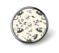 Épingles à cravate rondes en forme de tête de mort et de fleur noire effrayante, broche amusante, badge, chapeau, vêtements, accessoires pour hommes et femmes