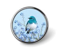 Épingles à épinglettes personnalisables de 2,5 cm avec motif de martin-pêcheur sur myosotis pour costumes, broches amusantes pour hommes et femmes, badges vintage pour sacs, vestes, sacs à dos