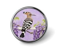 Épingles à épinglettes rondes en forme de huppe sur glycine violette de 2,5 cm pour costumes et costumes pour hommes et femmes - Badges à épingler vintage pour sacs, vestes, sacs à dos, chapeaux