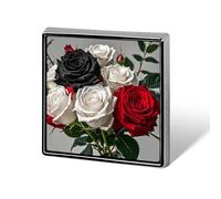 Épingles à revers carrées Broche carrée Badge pour sacs à dos ou revers Accessoire de revers avec roses noires, blanches et rouges