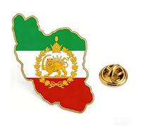 Épingles à revers en forme de drapeau de l'Iran pour femme - Broche en argent - Motif lion et soleil - Broche commémorative de la dynastie Pahlavi tendance et élégante - Cadeau, Moyen, Cuivre, Pas de