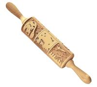 Épingles à rouler pour la cuisson de 15, 4 '' à rouleaux rouleaux en balais en bois pour pâte avec des poignées faciles utiliser des outils de tampon biscuits Noël 3D pour les biscuits, la p