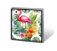 Épingles carrées à l'aquarelle tropicale, ananas et flamants roses, fournitures de fabrication de boutons personnalisés, bobine de badge personnalisée, avec votre logo ou image, Square, Métal