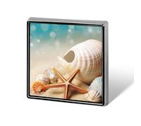 Épingles carrées en forme d'étoile de mer et de coquillages, fournitures de fabrication de badges personnalisés, bobine de badge personnalisée, avec votre logo ou image, Square, Métal