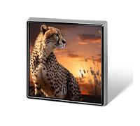 Épingles carrées en métal aspect guépard avec coucher de soleil imprimé pour sacs à dos ou revers, épingle de Saint-Valentin, accessoire de revers, 1,8 x 1,8 cm, aluminium, alliage d'aluminium