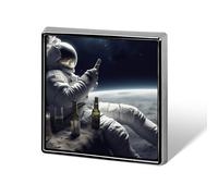 Épingles carrées en métal astronaute avec bière imprimée pour sacs à dos ou revers, épingle de Saint-Valentin, accessoire de revers, 1,8 x 1,8 cm, aluminium, alliage d'aluminium