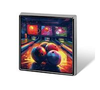 Épingles carrées en métal avec boules de bowling imprimées pour sacs à dos ou revers, broche de Saint-Valentin, accessoire de revers, 1,8 x 1,8 cm, aluminium, alliage d'aluminium