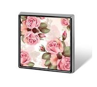 Épingles carrées en métal avec imprimé floral rose pour sacs à dos ou revers, épingle de Saint-Valentin, accessoire de revers, 1,8 x 1,8 cm, aluminium, alliage d'aluminium
