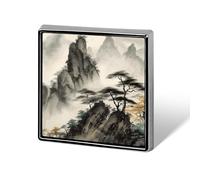 Épingles carrées en métal avec peinture de paysage chinois imprimé pour sacs à dos ou revers, épingle de Saint-Valentin, accessoire de revers, 1,8 x 1,8 cm, aluminium, alliage d'aluminium