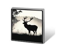 Épingles carrées en métal avec silhouette de cerf pour costumes, sacs à dos et chapeaux, accessoire de revers, Square, Aluminium, Alliage d'aluminium
