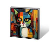Épingles carrées en métal avec tête de chat abstrait imprimé carré pour sacs à dos ou revers, épingle de Saint-Valentin, accessoire de revers, 1,8 x 1,8 cm, aluminium, alliage d'aluminium