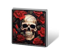 Épingles carrées en métal avec tête de mort rose rouge imprimé pour sacs à dos ou revers, épingle de Saint-Valentin, accessoire de revers, 1,8 x 1,8 cm, aluminium, alliage d'aluminium