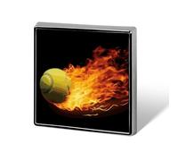 Épingles carrées en métal brûlant des images de tennis imprimées pour sacs à dos ou revers, épingle de Saint-Valentin, accessoire de revers, 1,8 x 1,8 cm, aluminium, alliage d'aluminium