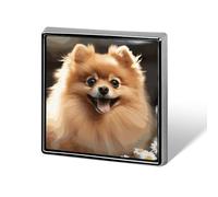 Épingles carrées en métal imprimé chien de Poméranie pour sacs à dos ou revers, épingle de Saint-Valentin, accessoire de revers, 1,8 x 1,8 cm, aluminium, alliage d'aluminium