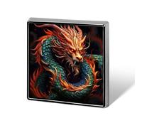 Épingles carrées en métal imprimé dragon chinois pour sacs à dos ou revers - Accessoire de Saint-Valentin