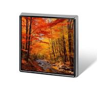 Épingles carrées en métal imprimé feuillage d'automne pour sacs à dos ou revers, épingle de Saint-Valentin, accessoire de revers, 1,8 x 1,8 cm, aluminium, alliage d'aluminium