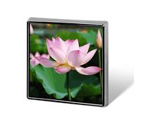 Épingles carrées en métal imprimé lotus pour sacs à dos ou revers, épinglette de Saint-Valentin, accessoire de revers, 1,8 x 1,8 cm, aluminium, alliage d'aluminium