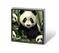 Épingles carrées en métal imprimé panda mignon pour sacs à dos ou revers, épingle de Saint-Valentin, accessoire de revers, 1,8 x 1,8 cm, aluminium, alliage d'aluminium