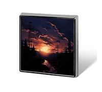Épingles carrées en métal imprimé paysage crépusculaire carré pour sacs à dos ou revers, épingle de Saint-Valentin, accessoire de revers, 1,8 x 1,8 cm, aluminium, alliage d'aluminium